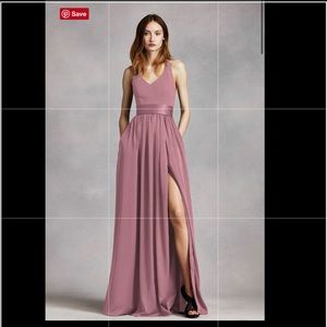 David’s Bridal Vera Wang v-neck halter dress